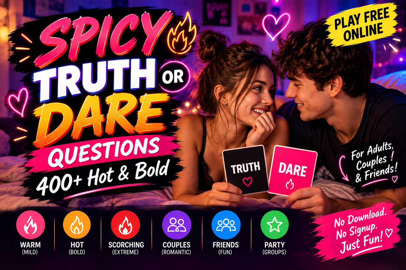 Spicy truth or dare questions game illustration